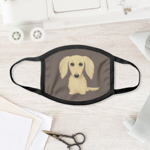 Cream Longhaired Dachshund  Cute Wiener Dog Face Mask