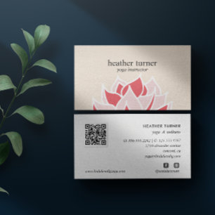Cream Lotus QR CODE wellness spa massage yoga Business Card