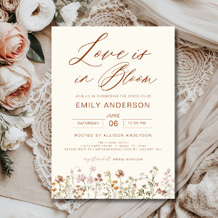 Cream Love is in Bloom Wildflower Bridal Shower Invitation