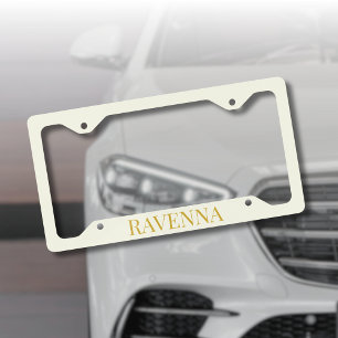 Cream Luxury Custom Serif Name Gift For Her License Plate Frame