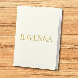 Cream Luxury Custom Serif Name Gift For Her Pocket Folder