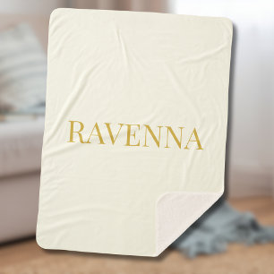 Cream Luxury Custom Serif Name Gift For Her Sherpa Blanket