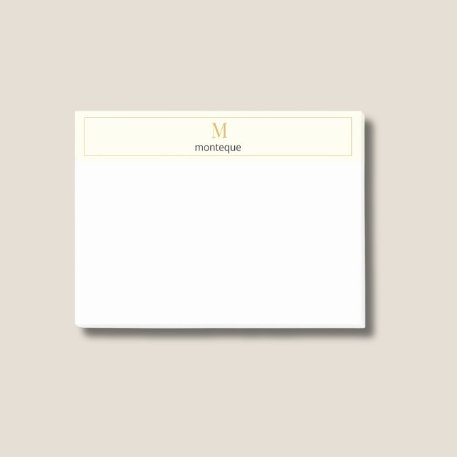 Cream Luxury Serif Personalized Monogram Post-it Notes (Creator Uploaded)