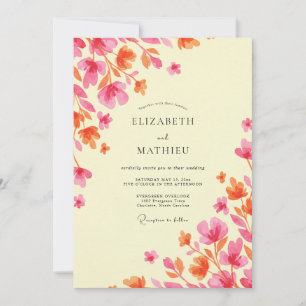 Cream Magenta Vine Wedding Invitation
