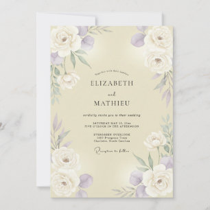 Cream Mauve Peony Wedding Invitation