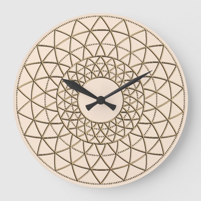 Cream Metallic Circle Pattern Acrylic Wall Clock (Front)