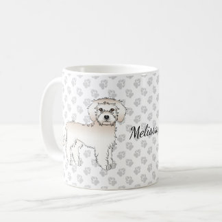 Cream Mini Goldendoodle Cartoon Dog &amp; Name Coffee Mug