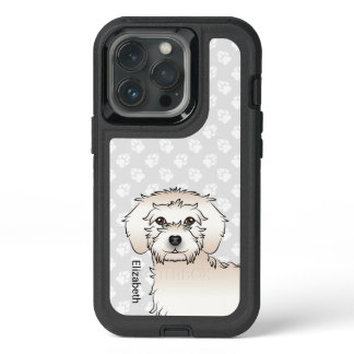 Cream Mini Goldendoodle Cartoon Dog &amp; Name iPhone 13 Pro Case