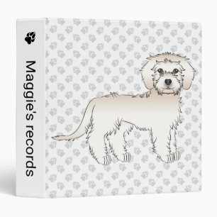 Cream Mini Goldendoodle Cartoon Dog & Text 3 Ring Binder