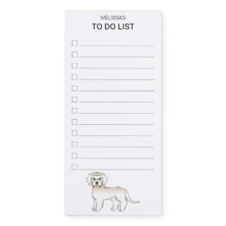 Cream Mini Goldendoodle Cartoon Dog To Do List Magnetic Notepad