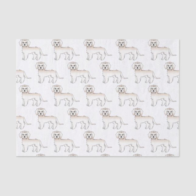 Cream Mini Goldendoodle Cute Cartoon Dog Pattern Tissue Paper (Front)
