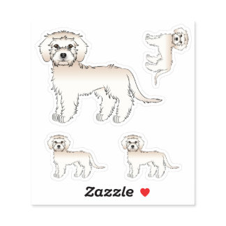 Cream Mini Goldendoodle Cute Cartoon Dog Sticker