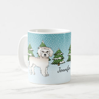 Cream Mini Goldendoodle Dog In A Winter Forest Coffee Mug