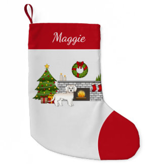 Cream Mini Goldendoodle - Festive Christmas Room Small Christmas Stocking