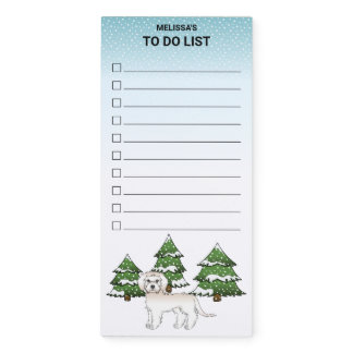 Cream Mini Goldendoodle Winter Forest To Do List Magnetic Notepad