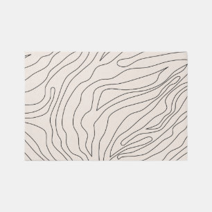 Cream Minimal Abstract Lines Rug