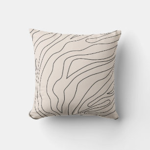 Cream Minimal Abstract Lines Throw Pillow
