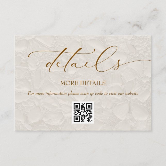 Cream MInimal Elegant Wedding Details Enclosure Card (Front)