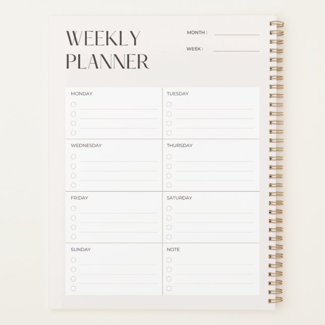 Cream Minimal  Weekly Planner Template (Back)