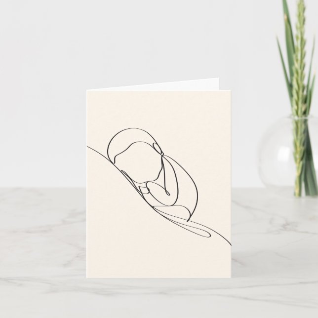 Cream Minimalist baby womb Card (Front)