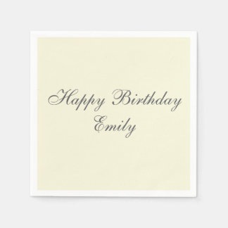 Cream Minimalist Birthday Party Napkins