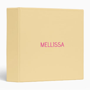 Cream minimalist custom name 3 ring binder