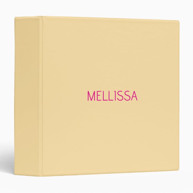 Cream minimalist custom name  3 ring binder (Front/Spine)