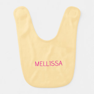 Cream minimalist custom name baby bib