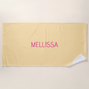 Cream minimalist custom name beach towel