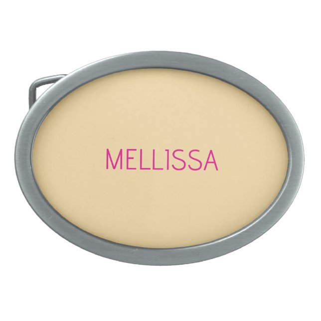 Cream minimalist custom name  belt buckle (Front)