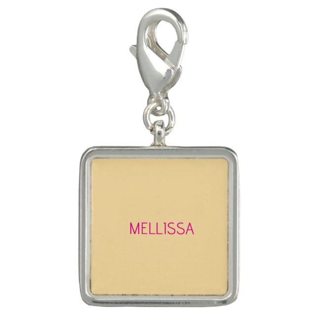 Cream minimalist custom name  charm (Front)