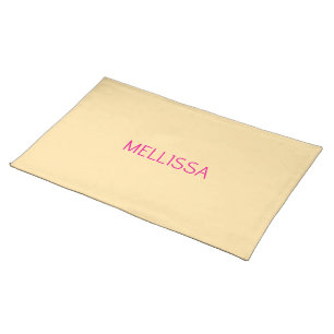 Cream minimalist custom name  cloth placemat