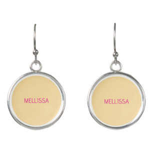 Cream minimalist custom name  earrings