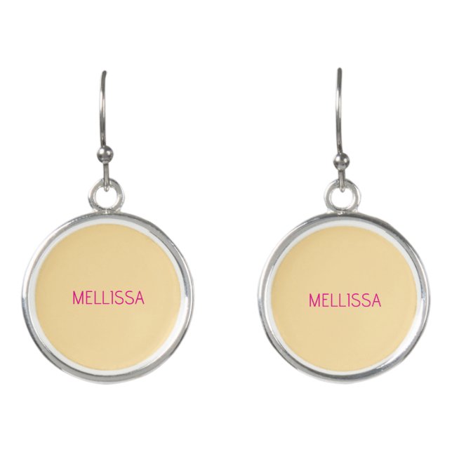 Cream minimalist custom name  earrings (Front)