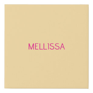Cream minimalist custom name faux canvas print
