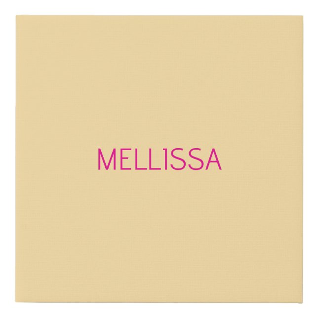 Cream minimalist custom name  faux canvas print (Front)