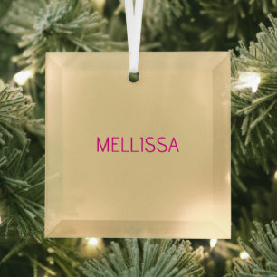 Cream minimalist custom name glass ornament