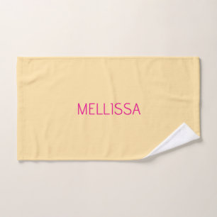 Cream minimalist custom name  hand towel 