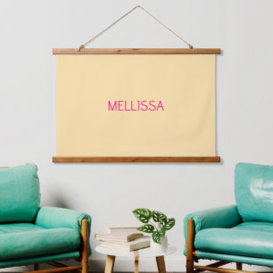 Cream minimalist custom name  hanging tapestry
