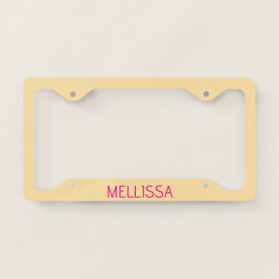 Cream minimalist custom name license plate frame