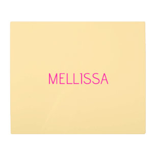 Cream minimalist custom name  metal print