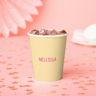 Cream minimalist custom name paper cups