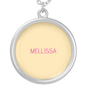 Cream minimalist custom name silver plated necklace