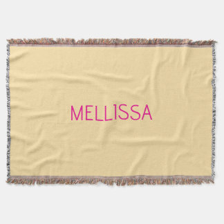 Cream minimalist custom name throw blanket