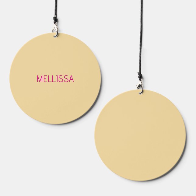 Cream minimalist custom name  wind chime  (Front & Back)