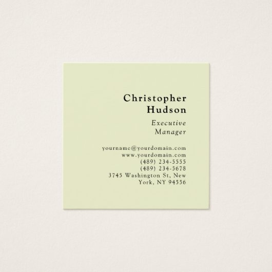 Cream Minimalist Modern Simple Plain Profile Card (Front)