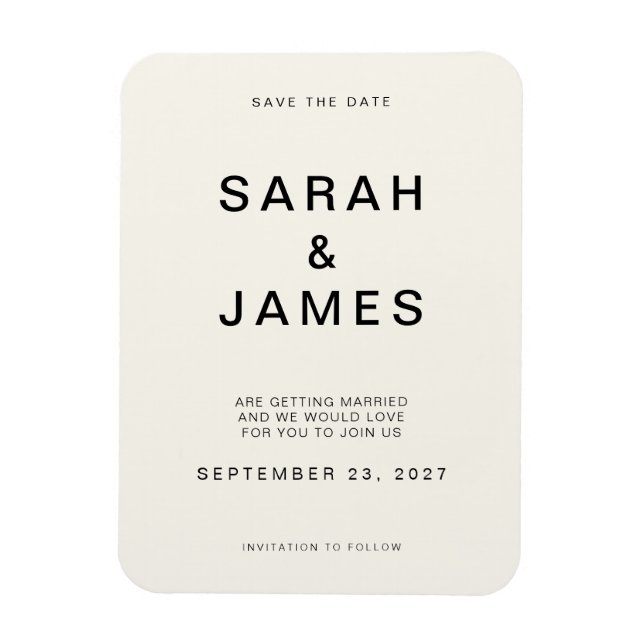 Cream Minimalist Modern Wedding Save the Date Magnet (Vertical)
