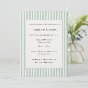 Cream Mint Stripes Bridal Shower Invitation