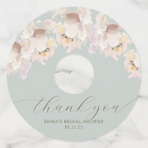 Cream & Mint Watercolor Floral Wine Glass Tags