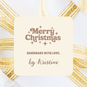Cream mocha handmade by Christmas gift wrapping Square Sticker